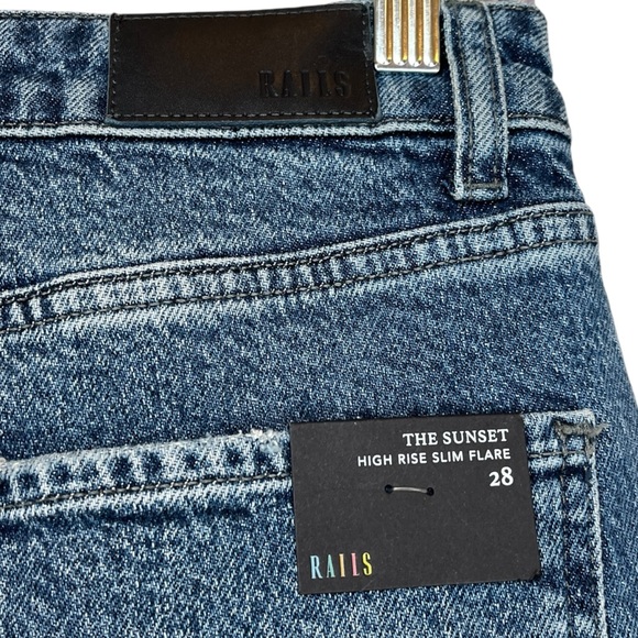 Rails The Sunset High Rise Slim Mini Flare Split Hem Jeans Collegiate Navy Wash - Picture 5 of 6